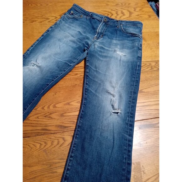 AG ADRIANO GOLDSCHMIED Jeans Mens 32 X 32 BLUE Distressed Hole Preowned Summer - Picture 10 of 15